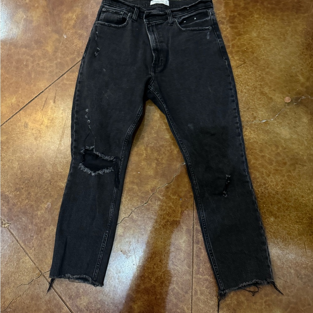 Abercrombie & Fitch Black Distressed Skinny Jeans